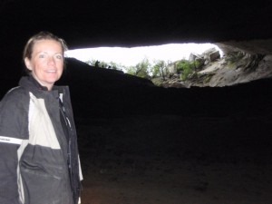 Lisa inside the Cueva del Milodon just north of Puerto Natales.